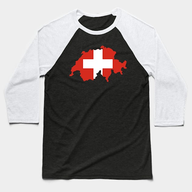 Switzerland Flag Map Baseball T-Shirt by Historia